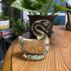 Blown Glass Swan Paper Weight